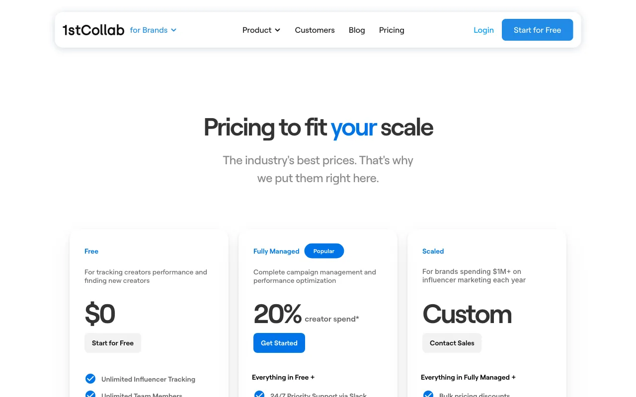 1stCollab — pricing page