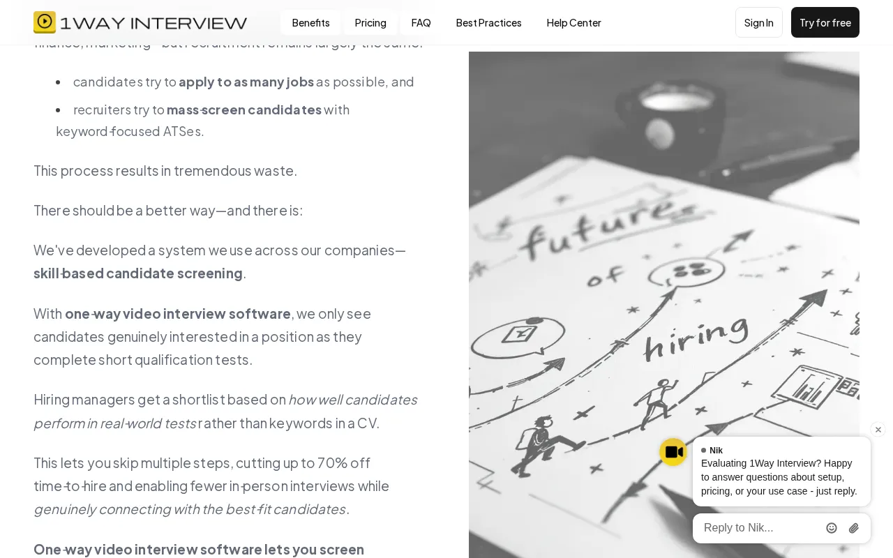 1Way Interview — pricing page