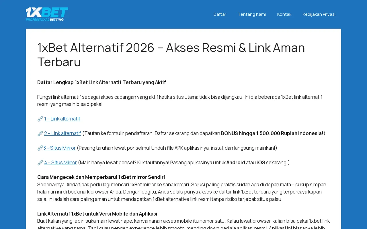 1XBET Alternatif 2026 — preview screenshot