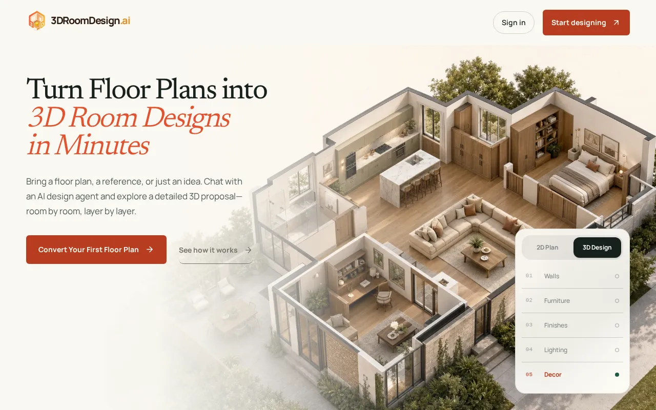 3DRoomDesign.ai — preview screenshot