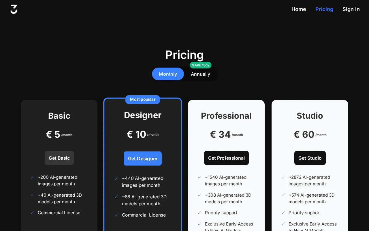3Flow AI — pricing page