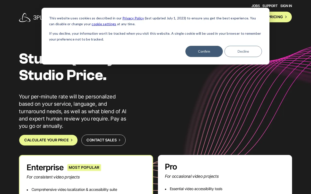 3Play Media — pricing page