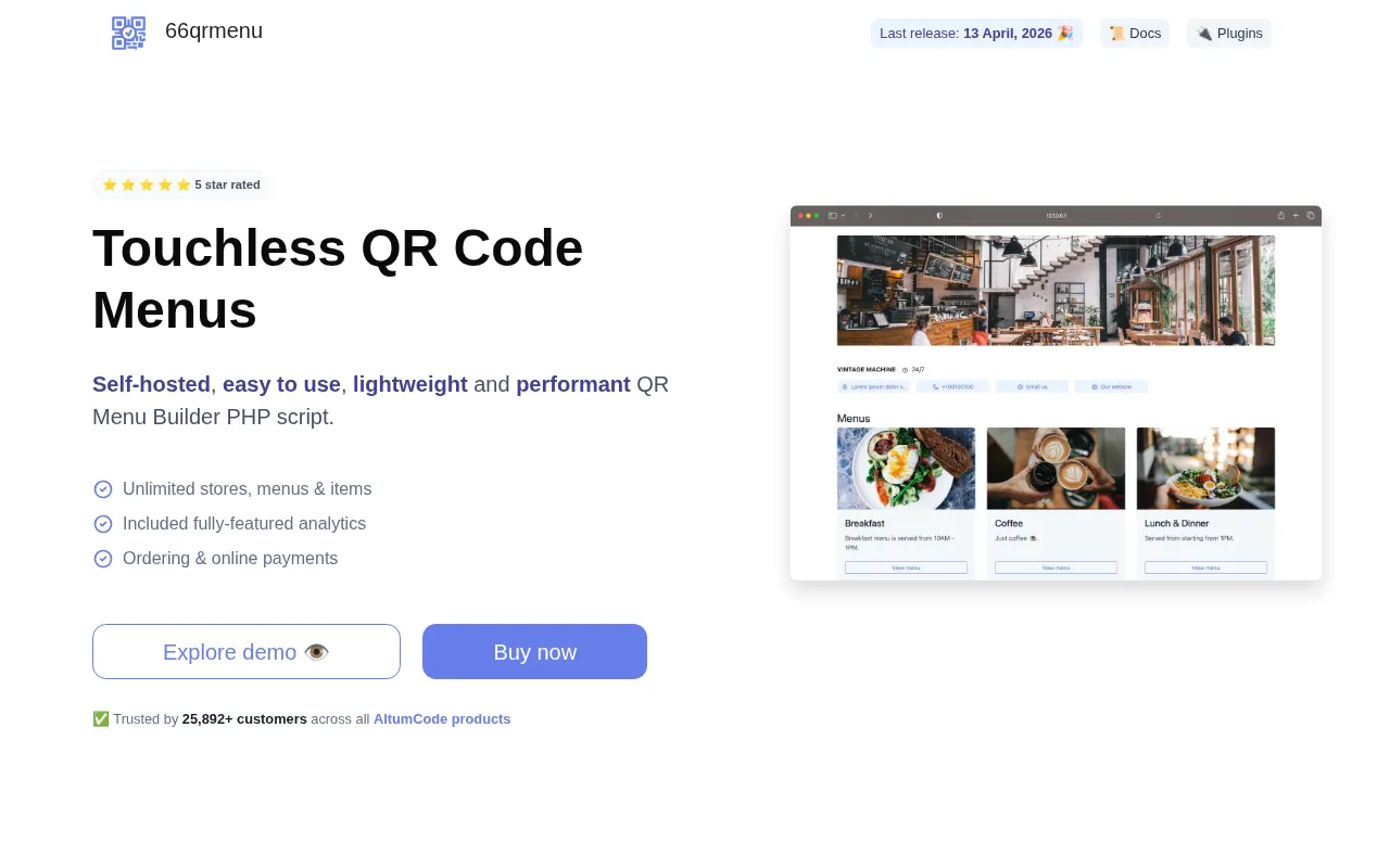 66qrmenu — preview screenshot