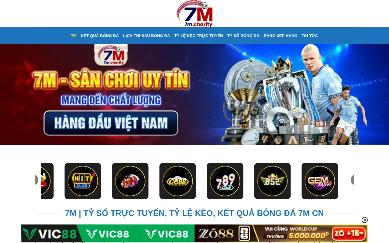 7M | Tỷ số trực tuyến, Tỷ lệ kèo, Kết quả bóng đá 7M CN — preview screenshot