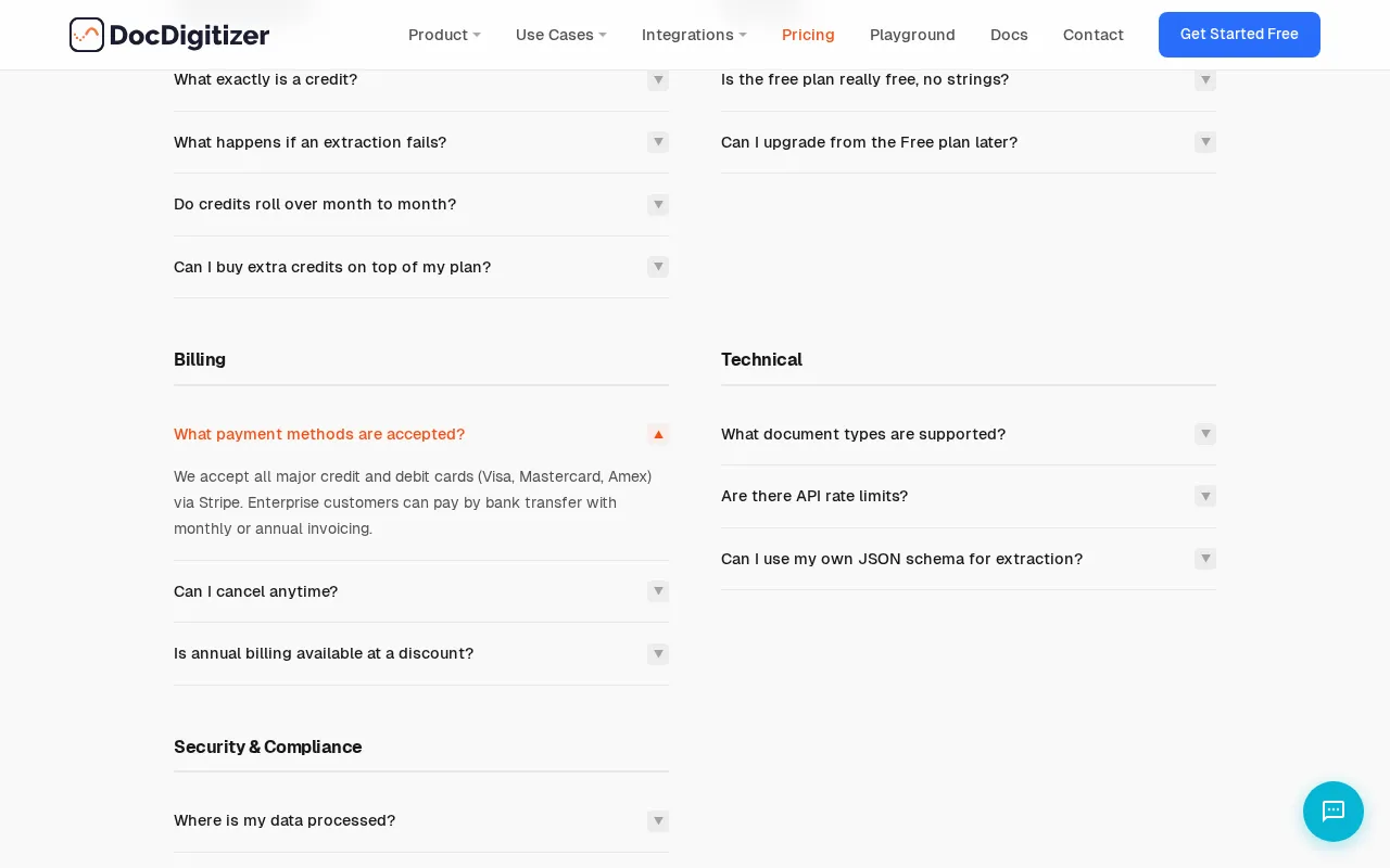 DocDigitizer — pricing page