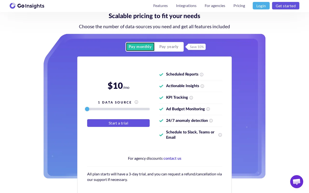 Go-Insights — pricing page