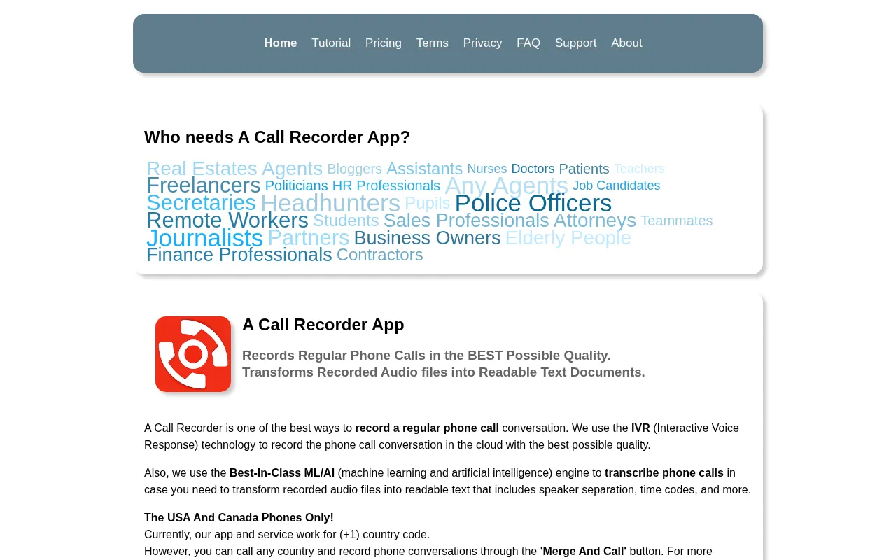 A Call Recorder — preview screenshot