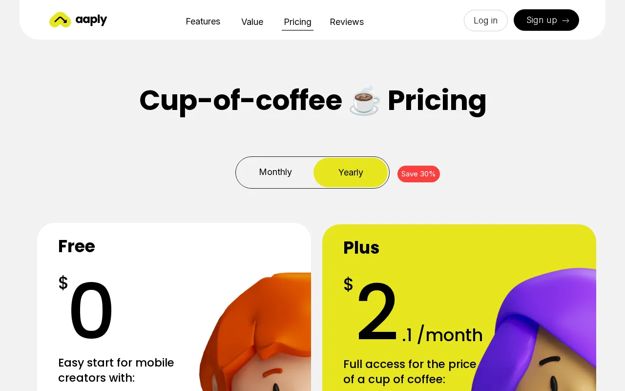 Aaply — pricing page