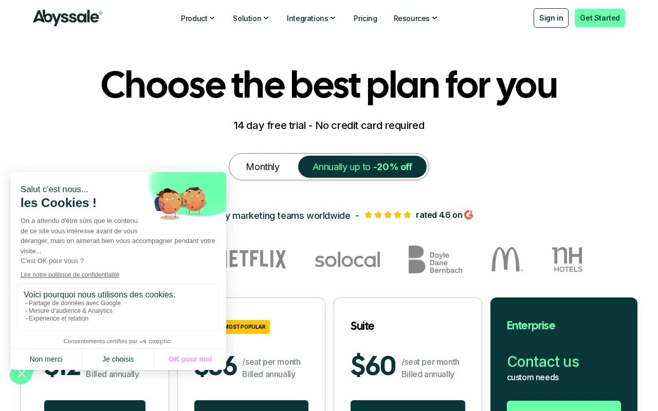 Abyssale — pricing page