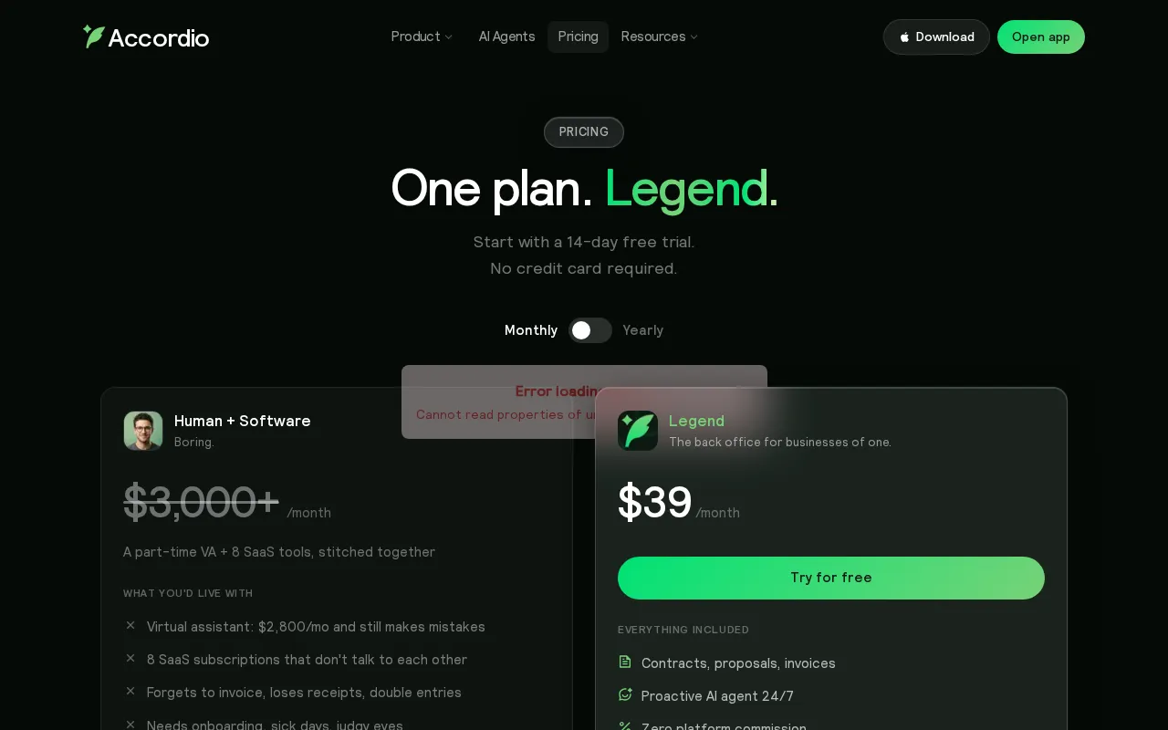 Accordio AI — pricing page