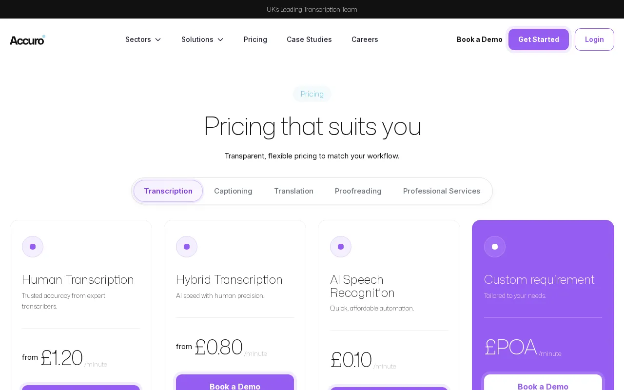 Accuro — pricing page