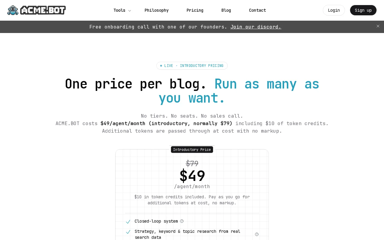 ACME.BOT — pricing page