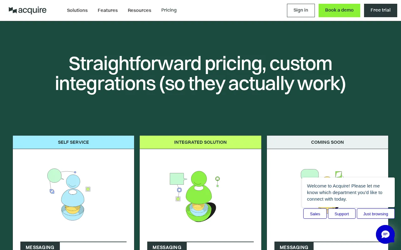 Acquire (previously Tagove) — pricing page