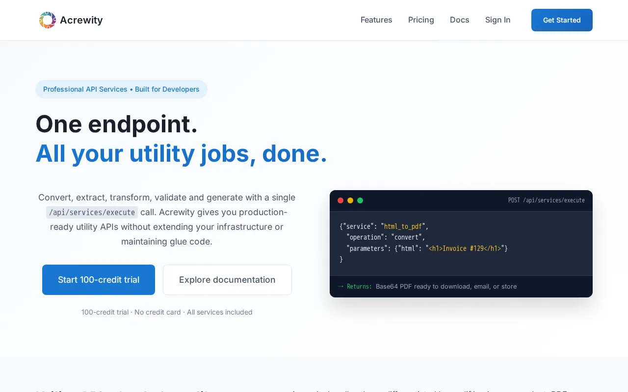 Acrewity — pricing page