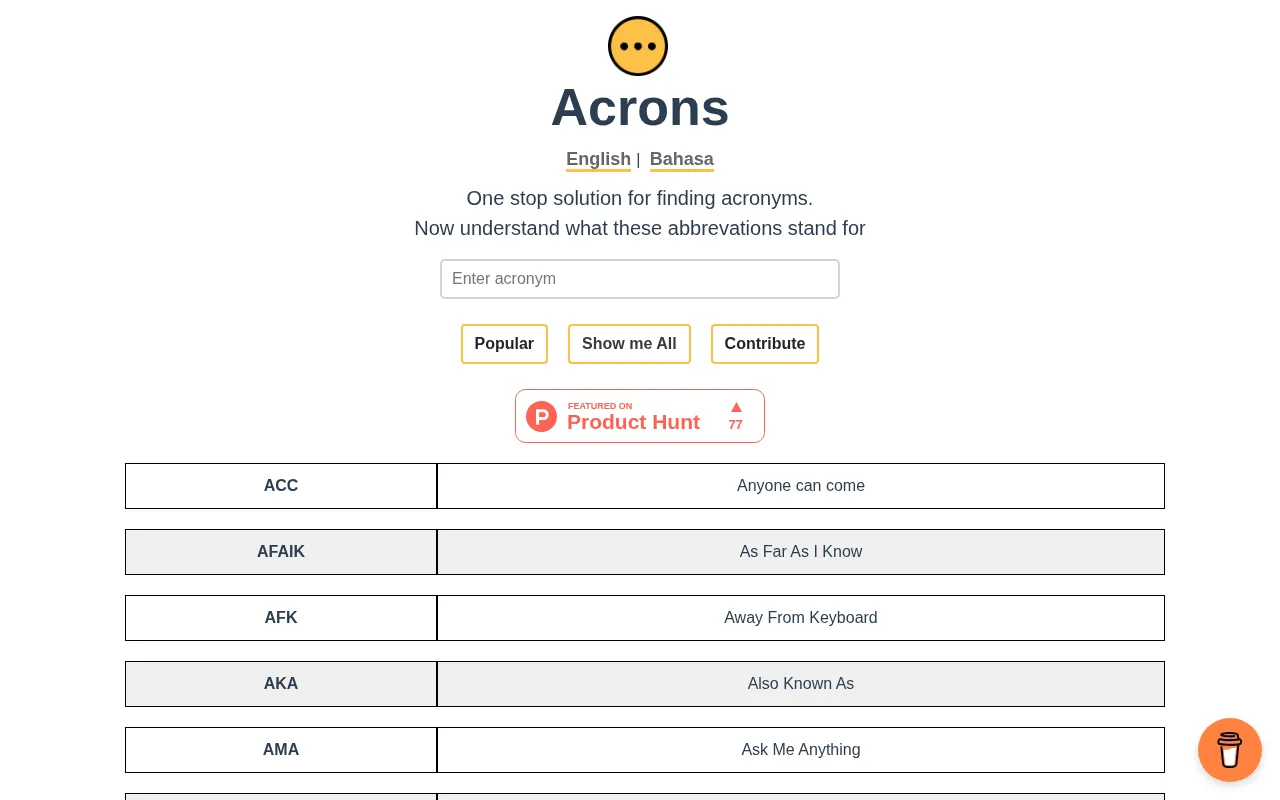 Acrons — preview screenshot