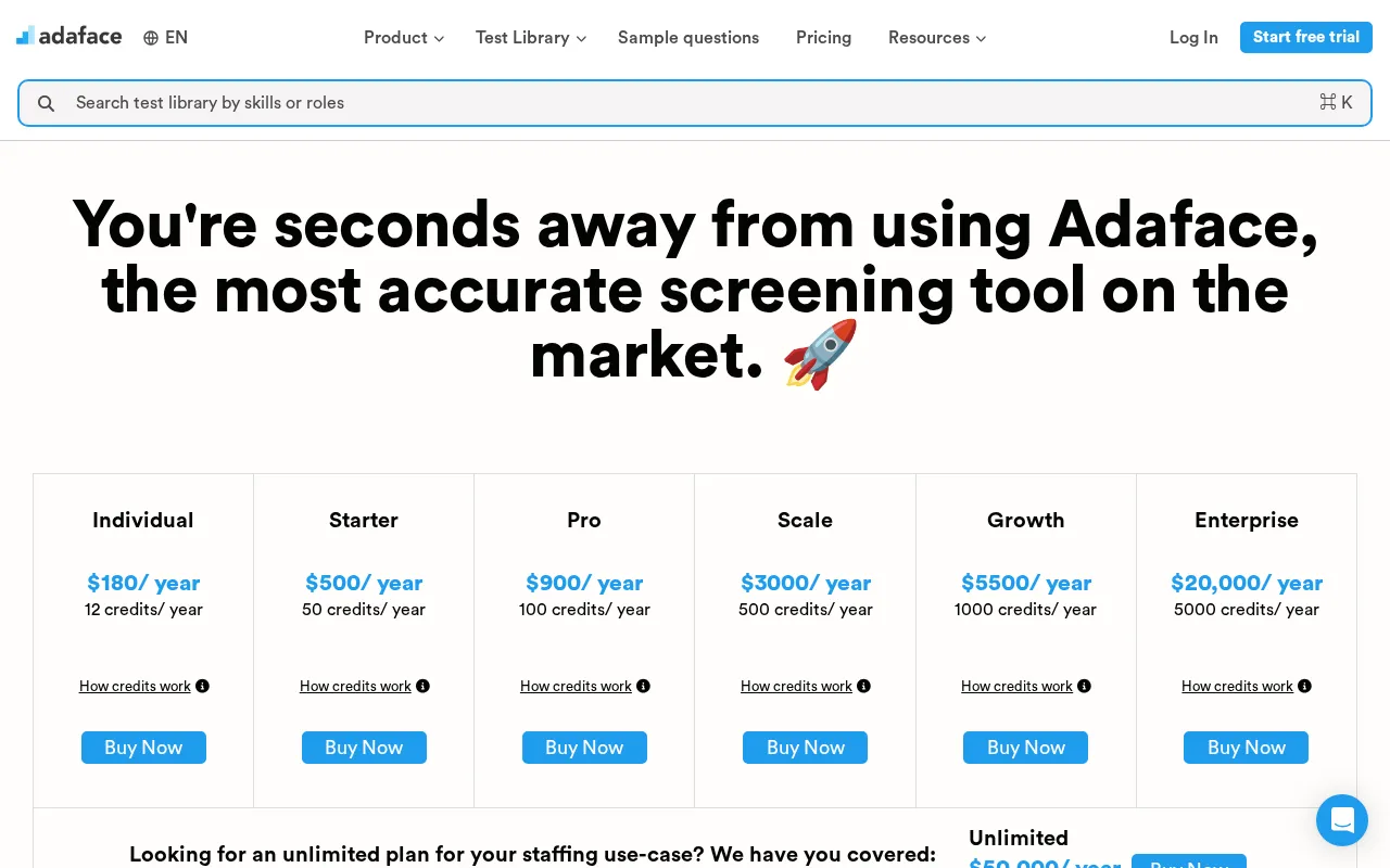 adaface — pricing page