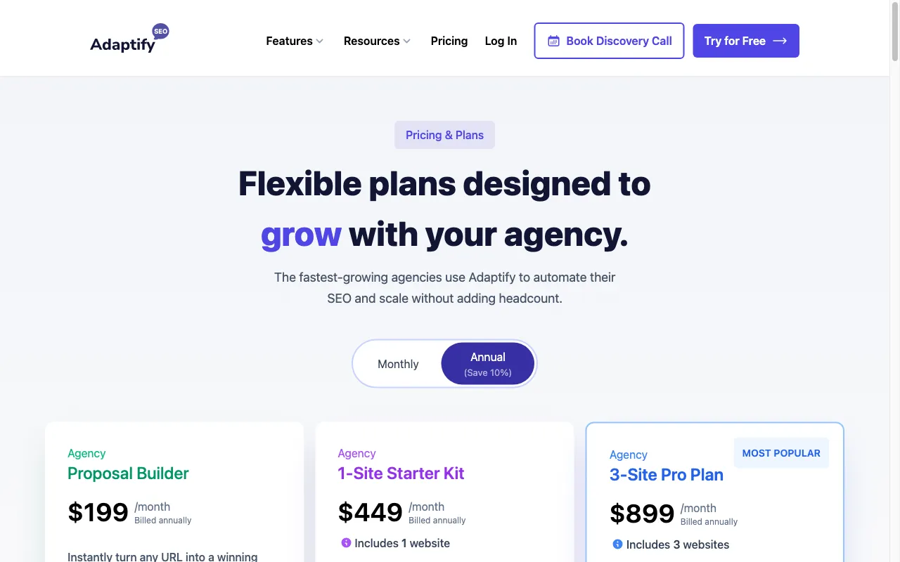 Adaptify — pricing page