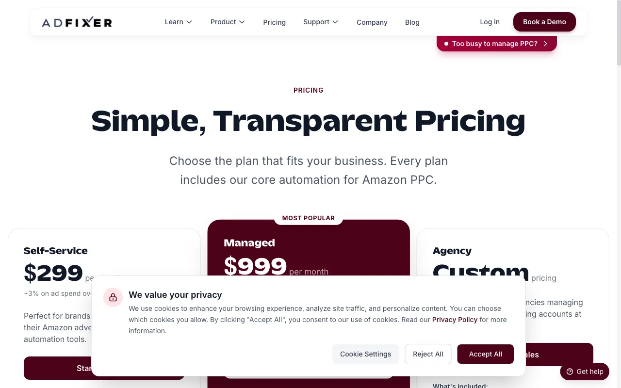 ADfixer — pricing page