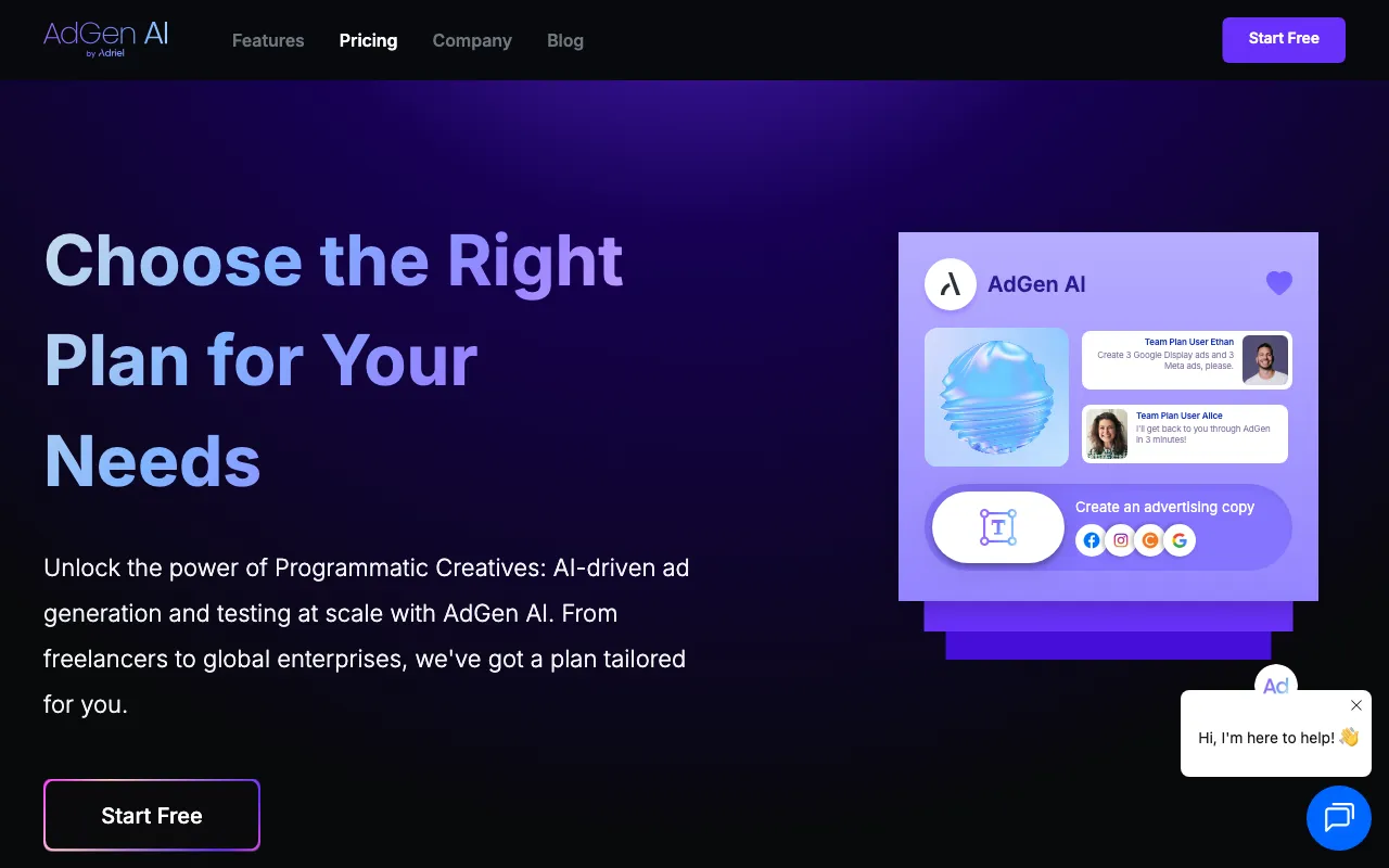 AdGen AI — pricing page