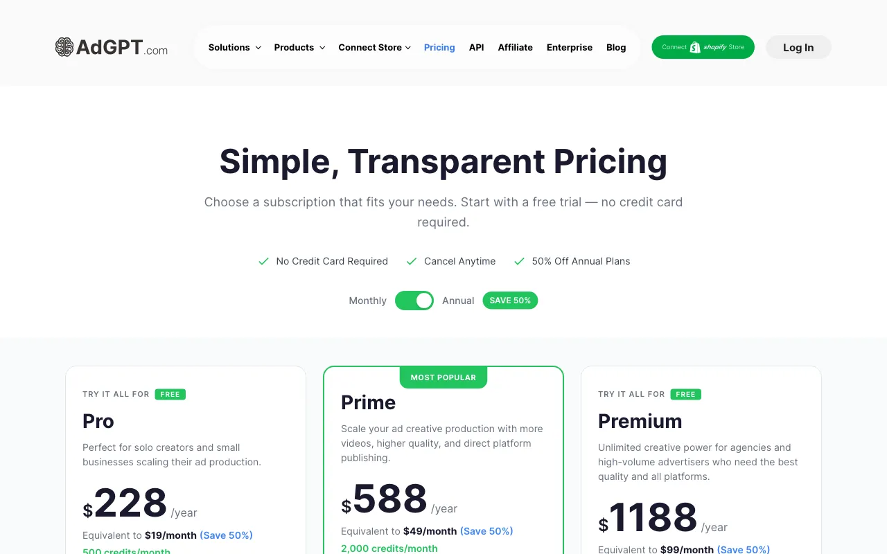 AdGPT.com — pricing page