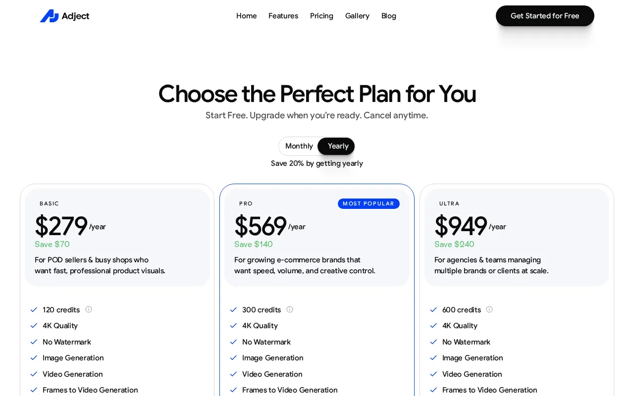 Adject — pricing page