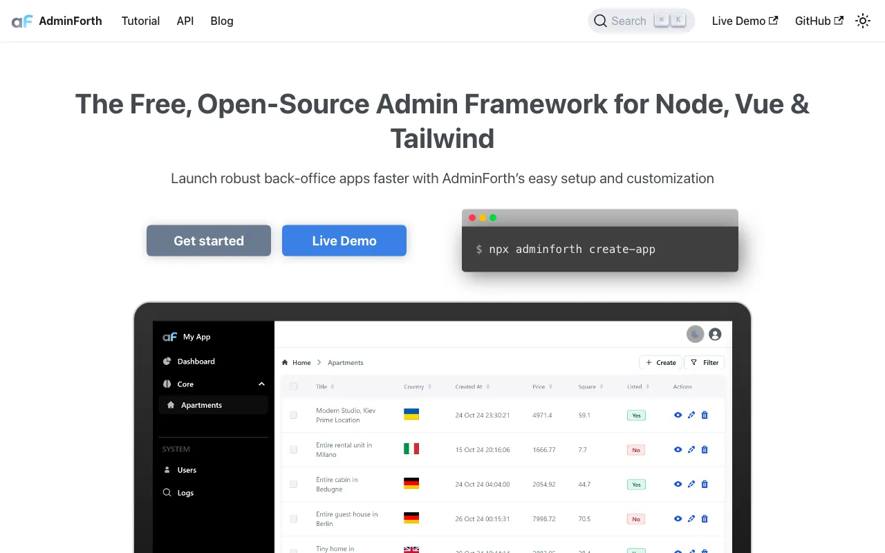 AdminForth — preview screenshot