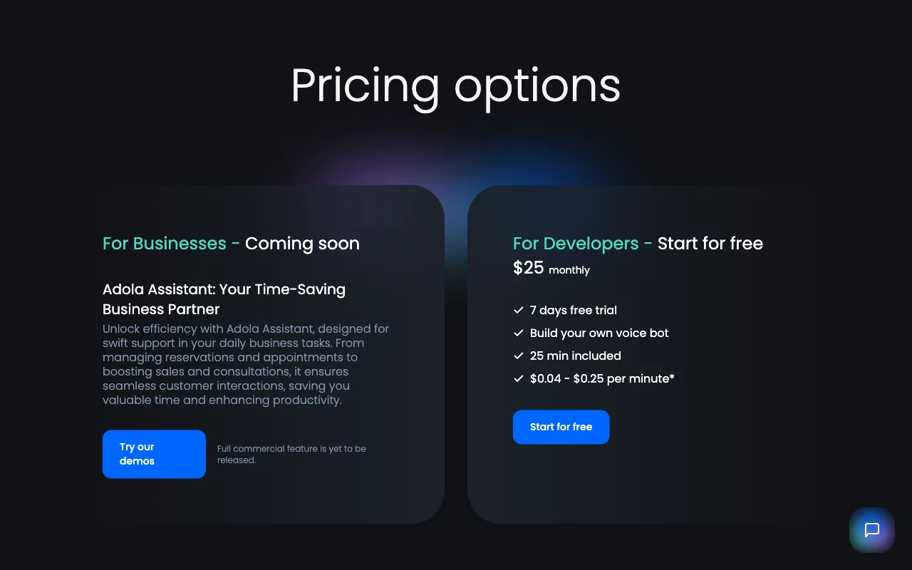 Adola — pricing page