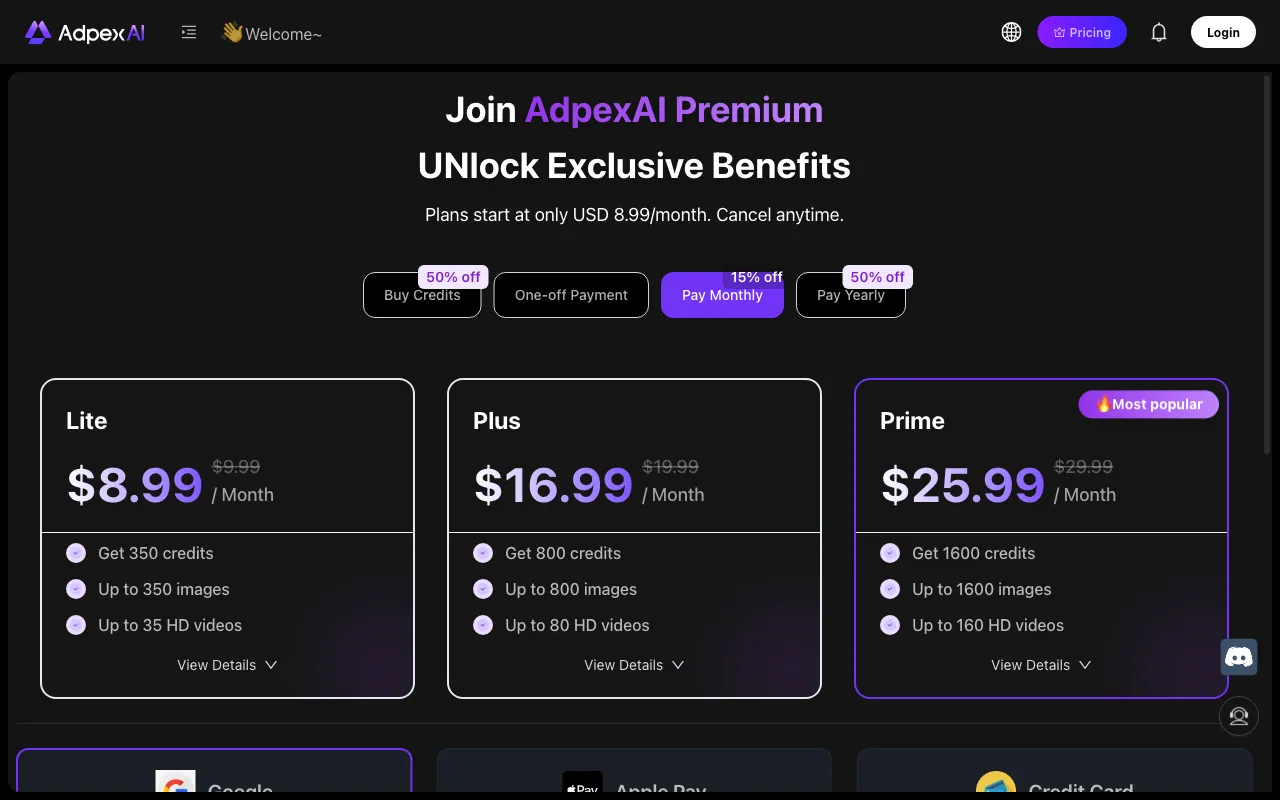 AdpexAI — pricing page