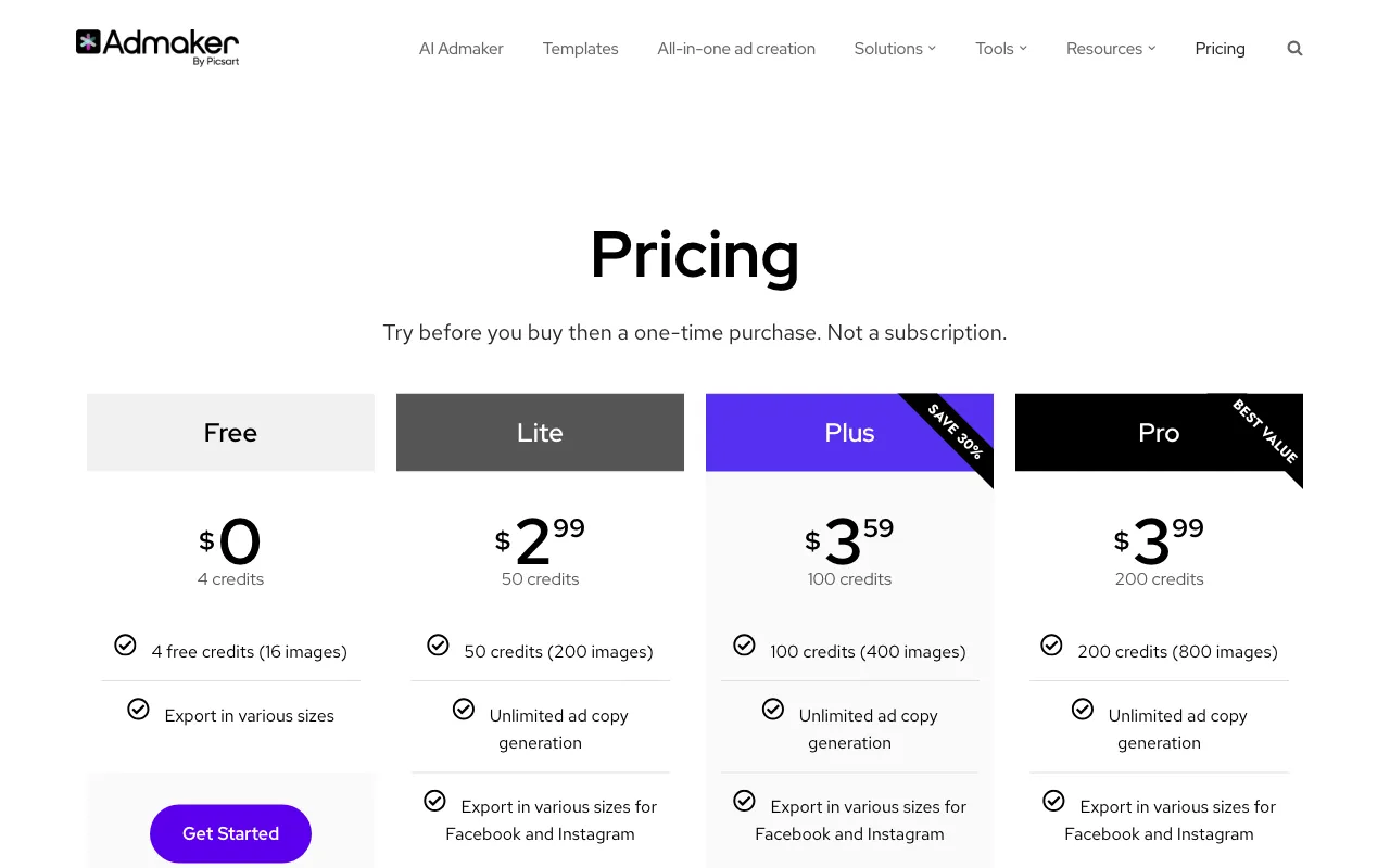 Adpilot by Picsart — pricing page
