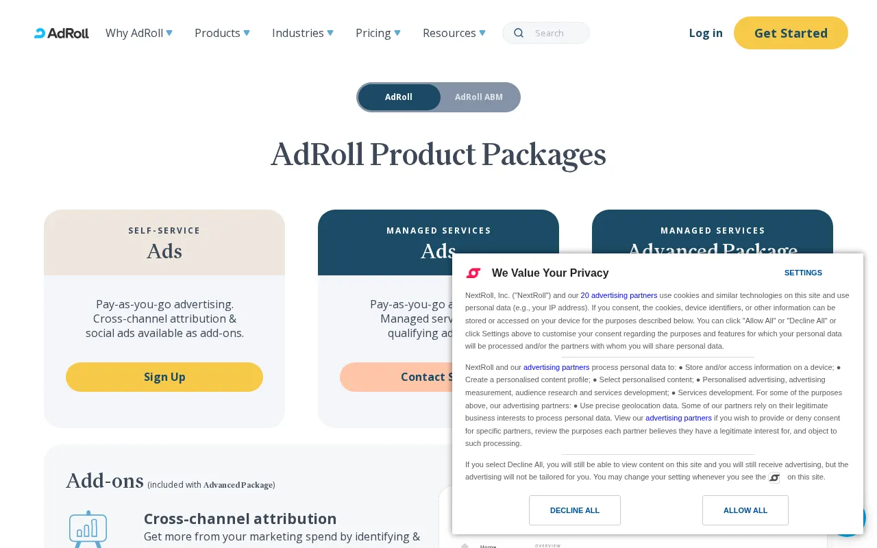 AdRoll — pricing page