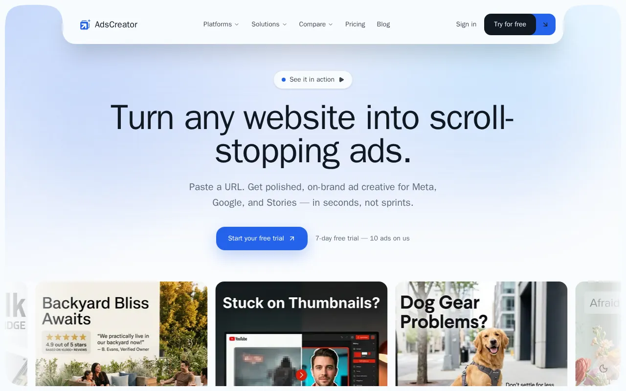 AdsCreator.com — preview screenshot