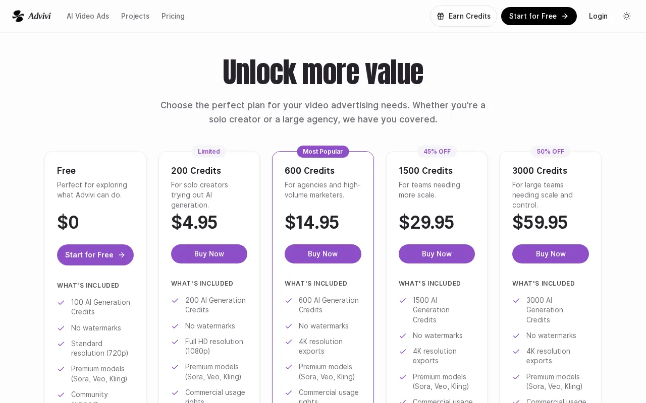 advivi — pricing page