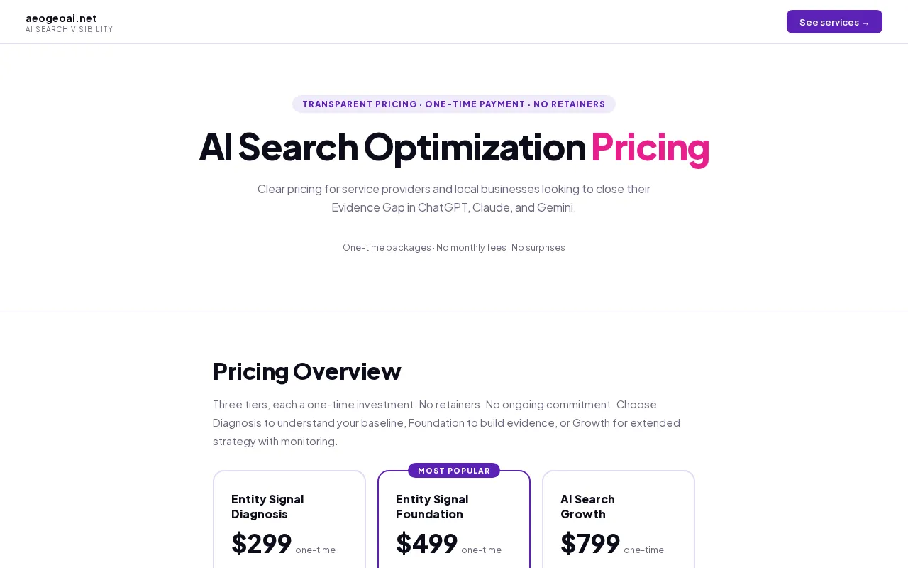 AEOGeoAI — pricing page