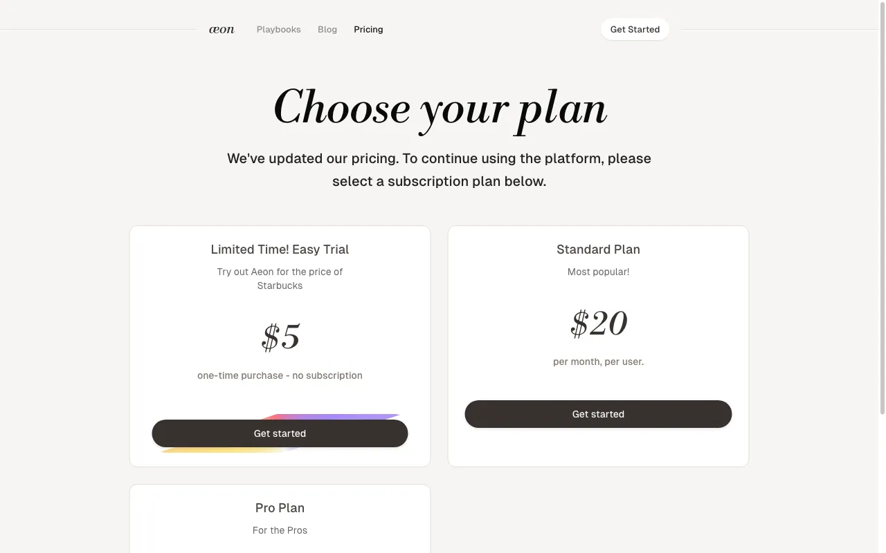 æon — pricing page
