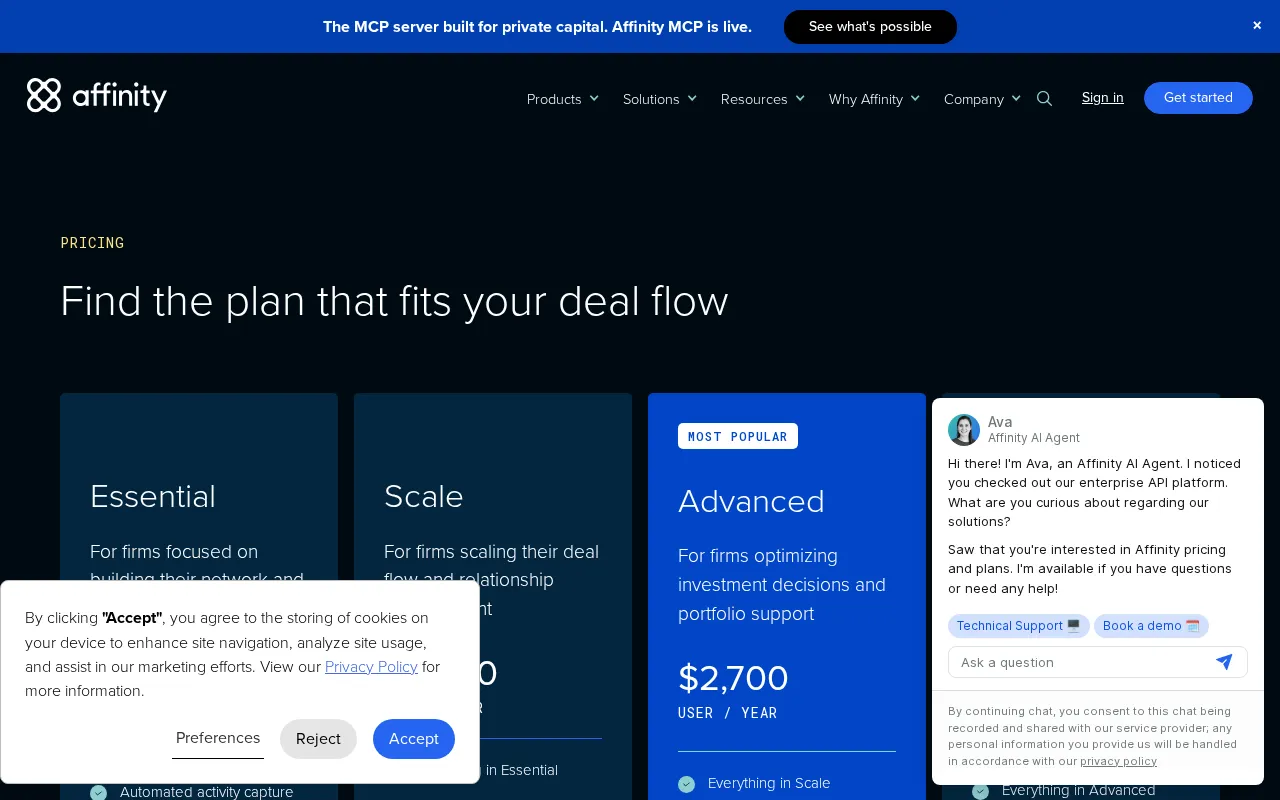 Affinity — pricing page
