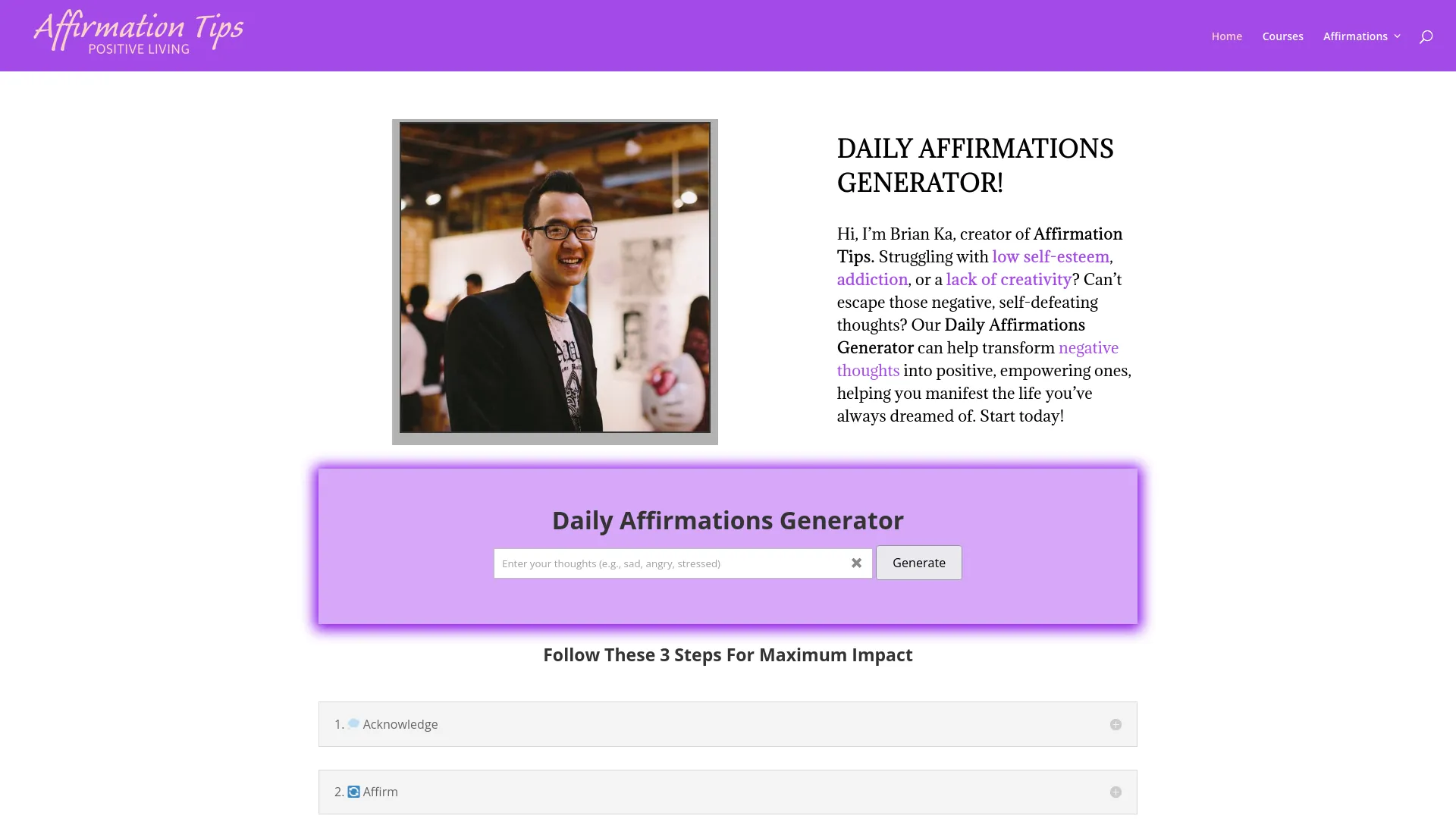 Affirmation Generator — preview screenshot