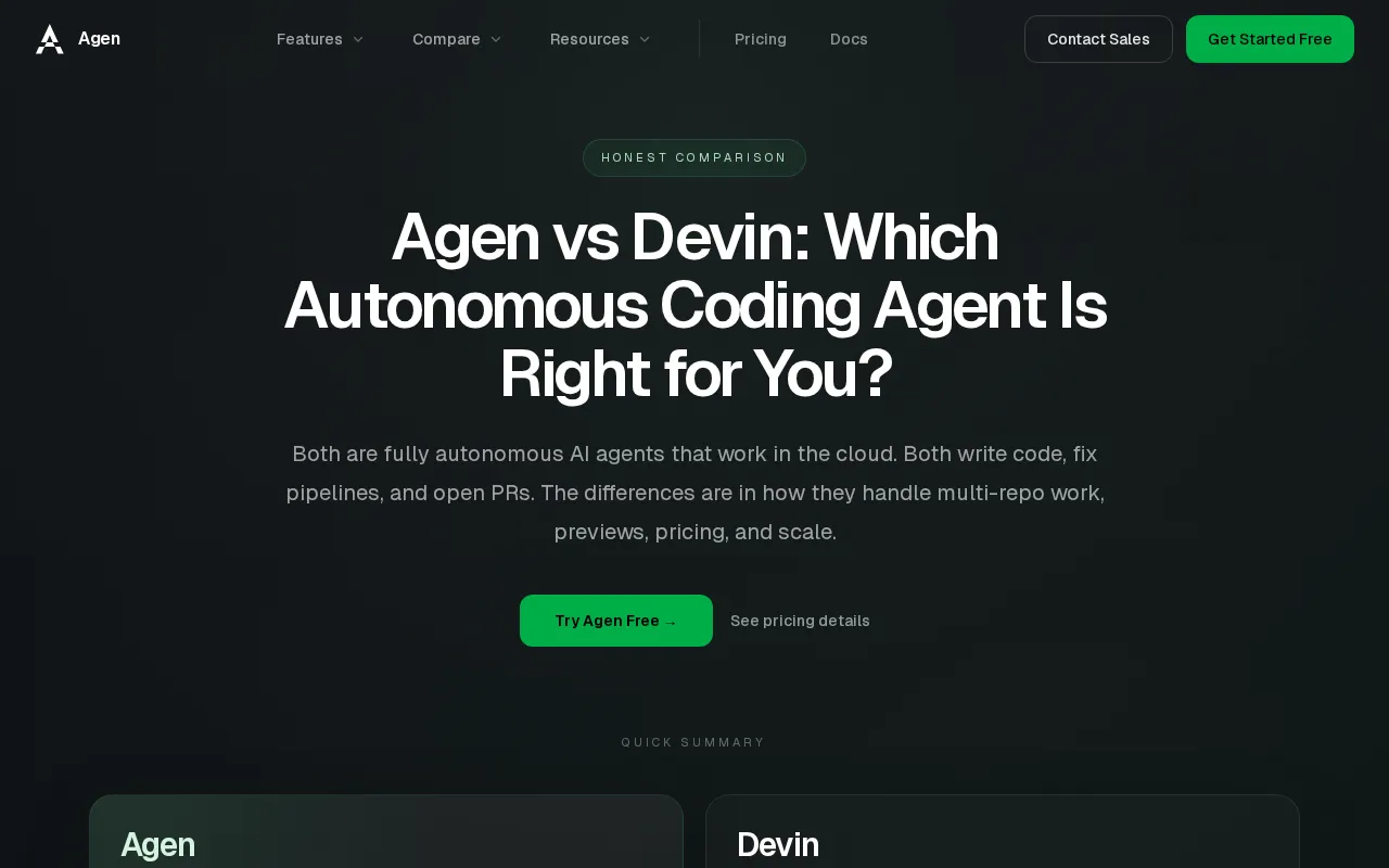 Agen — pricing page