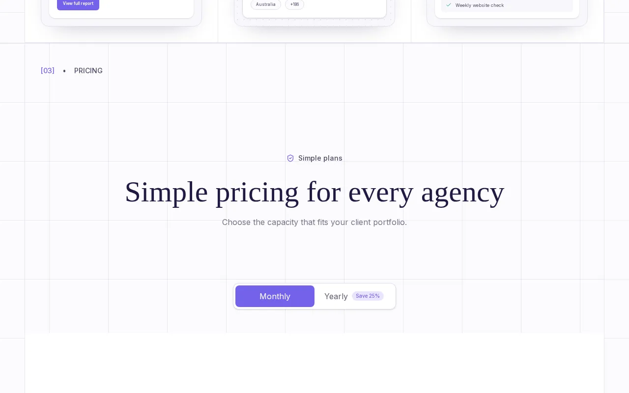 Agency Rank Tracker — pricing page
