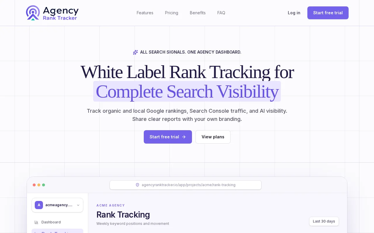 Agency Rank Tracker — preview screenshot