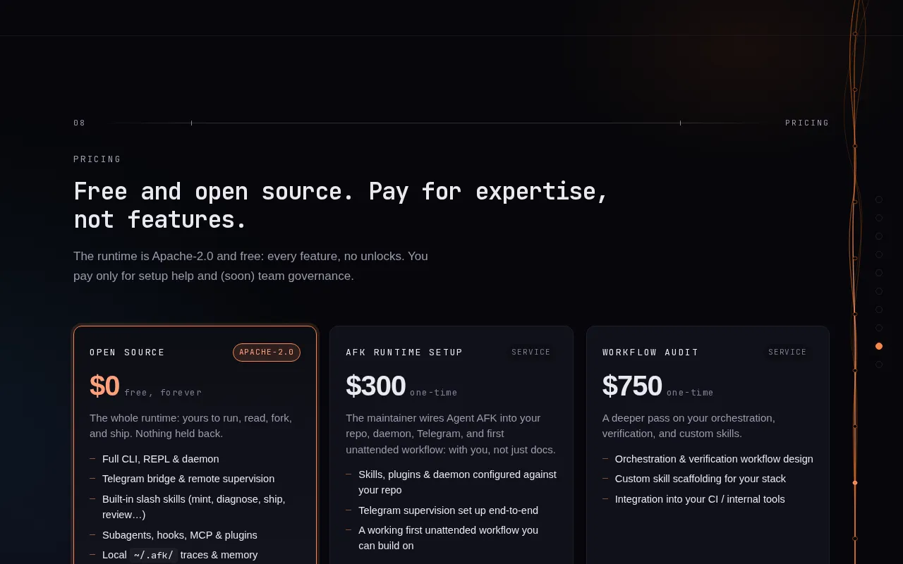 Agent AFK — pricing page