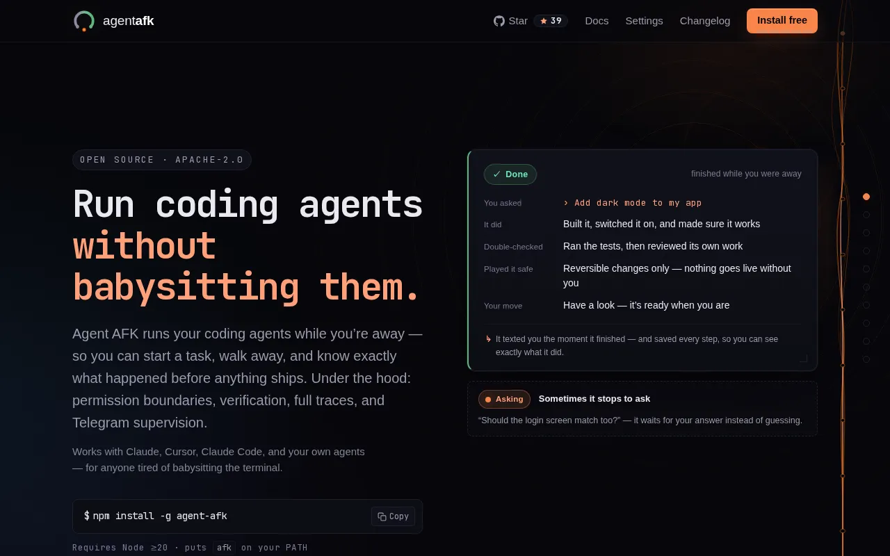 Agent AFK — preview screenshot