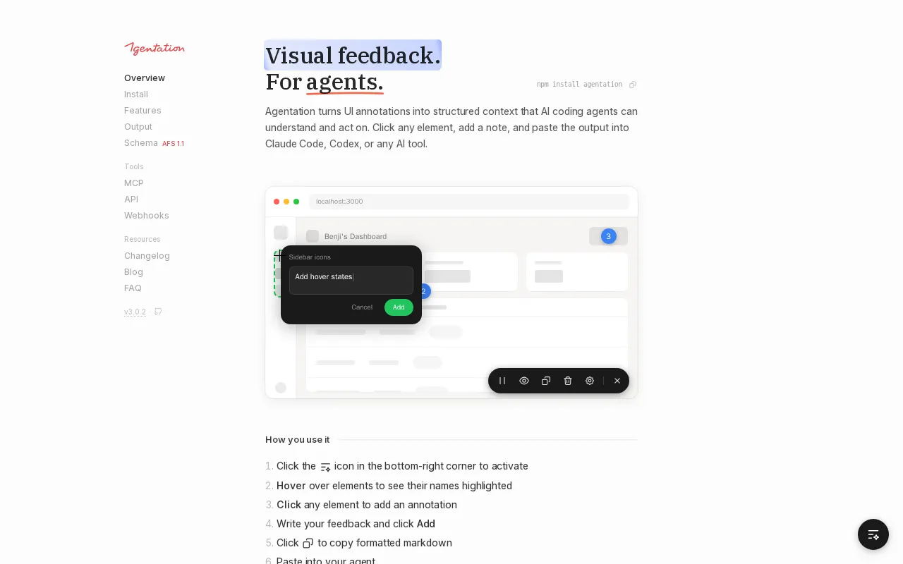 Agentation — preview screenshot