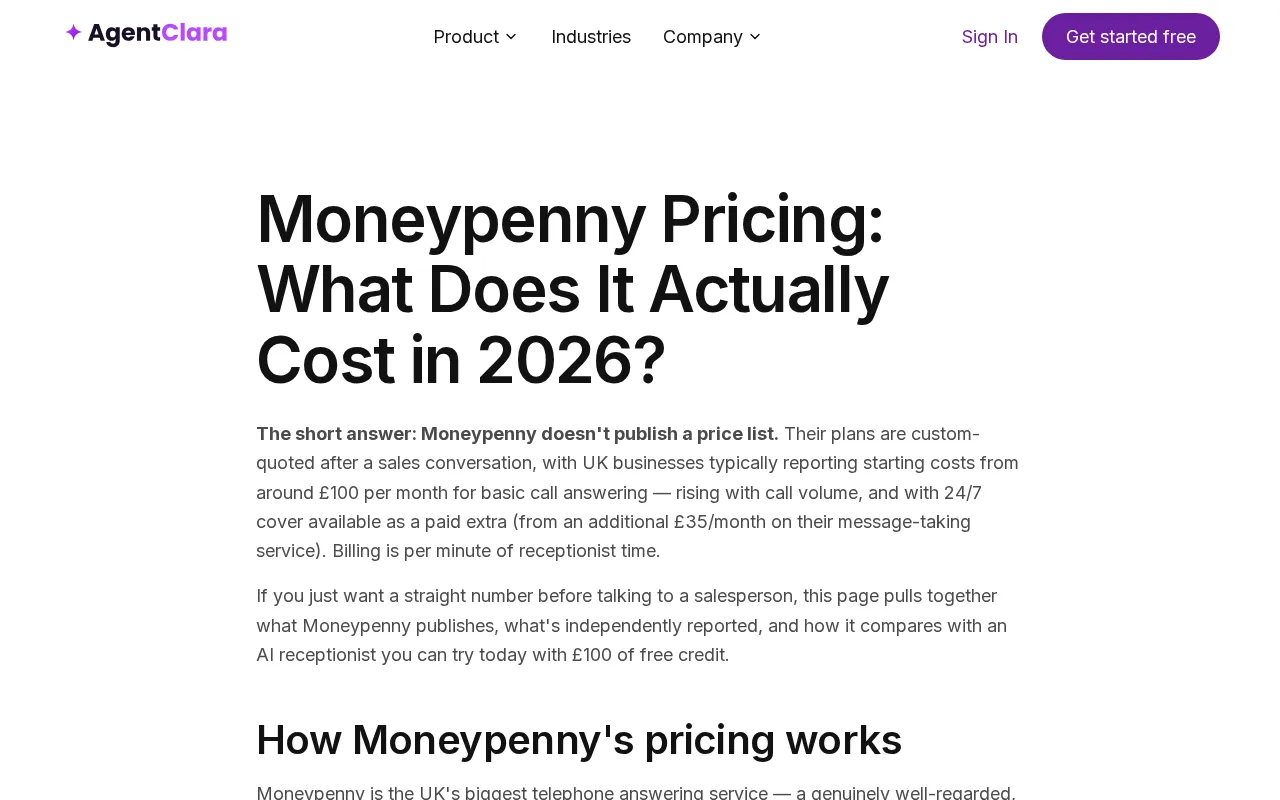 AgentClara — pricing page