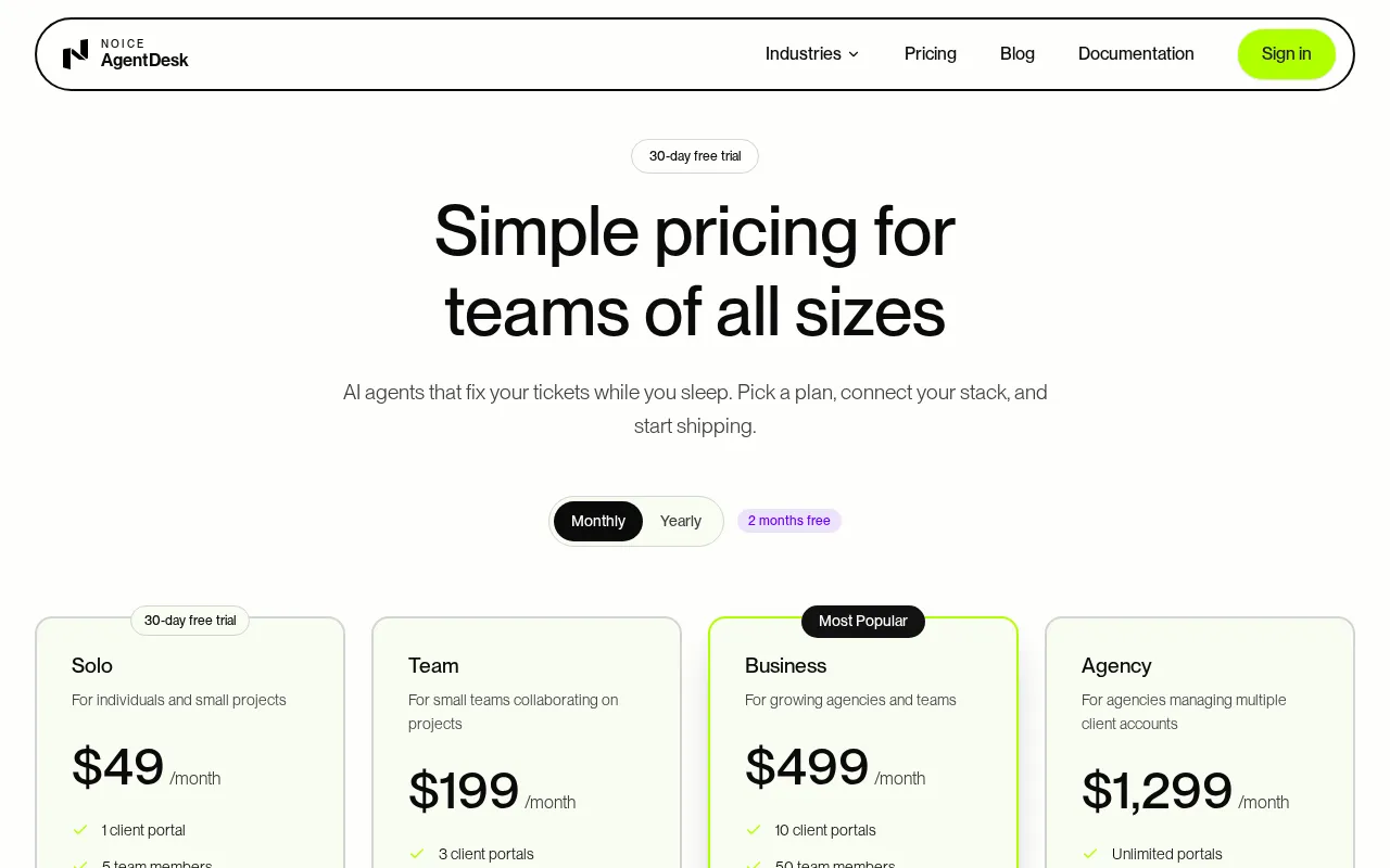 AgentDesk — pricing page