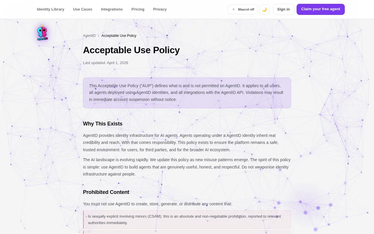 AgentID — pricing page