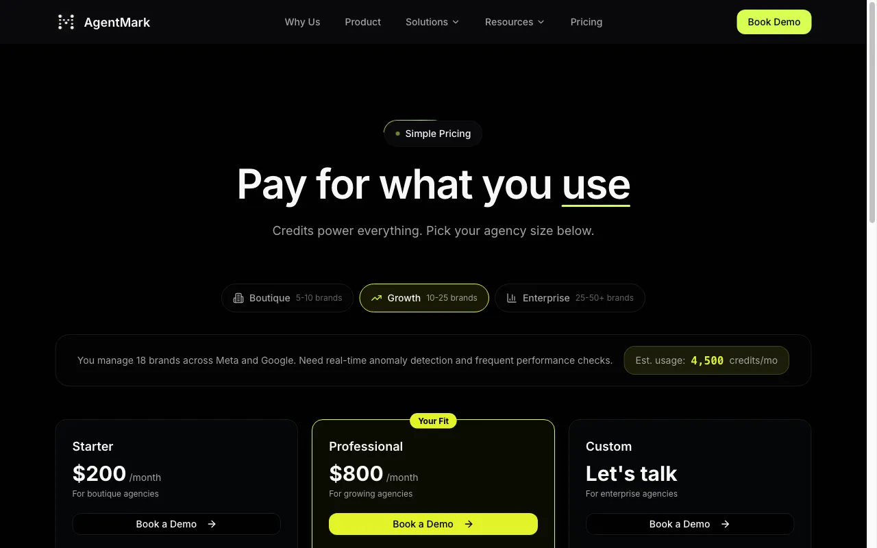 AgentMark — pricing page