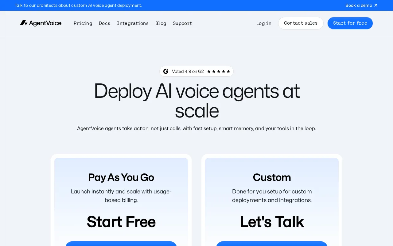 AgentVoice — pricing page