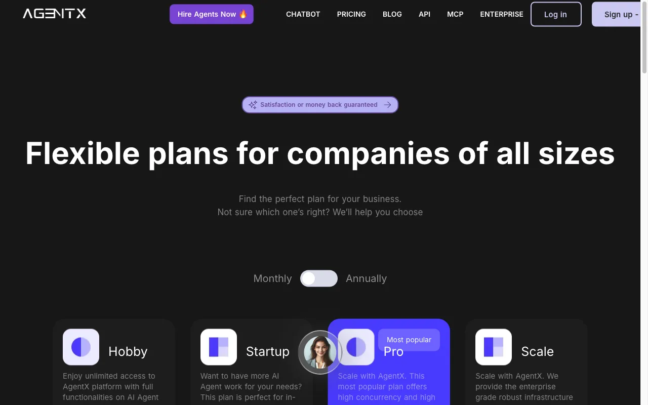 AgentX — pricing page