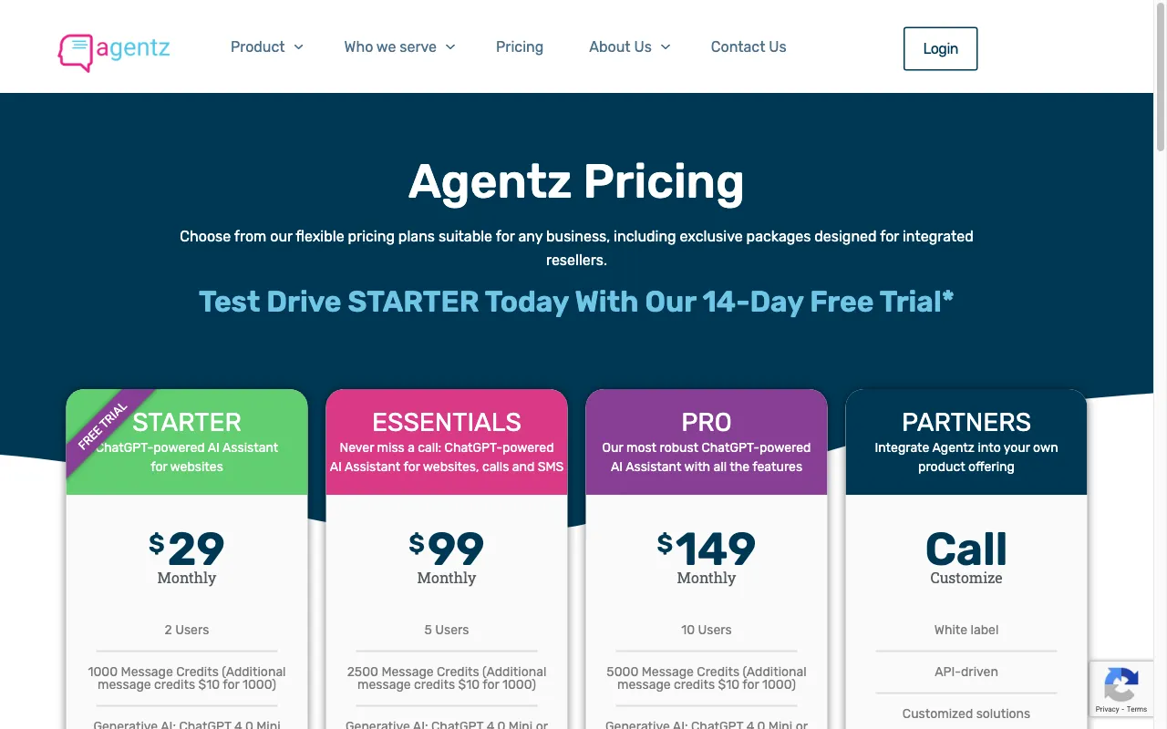 agentz.ai — pricing page