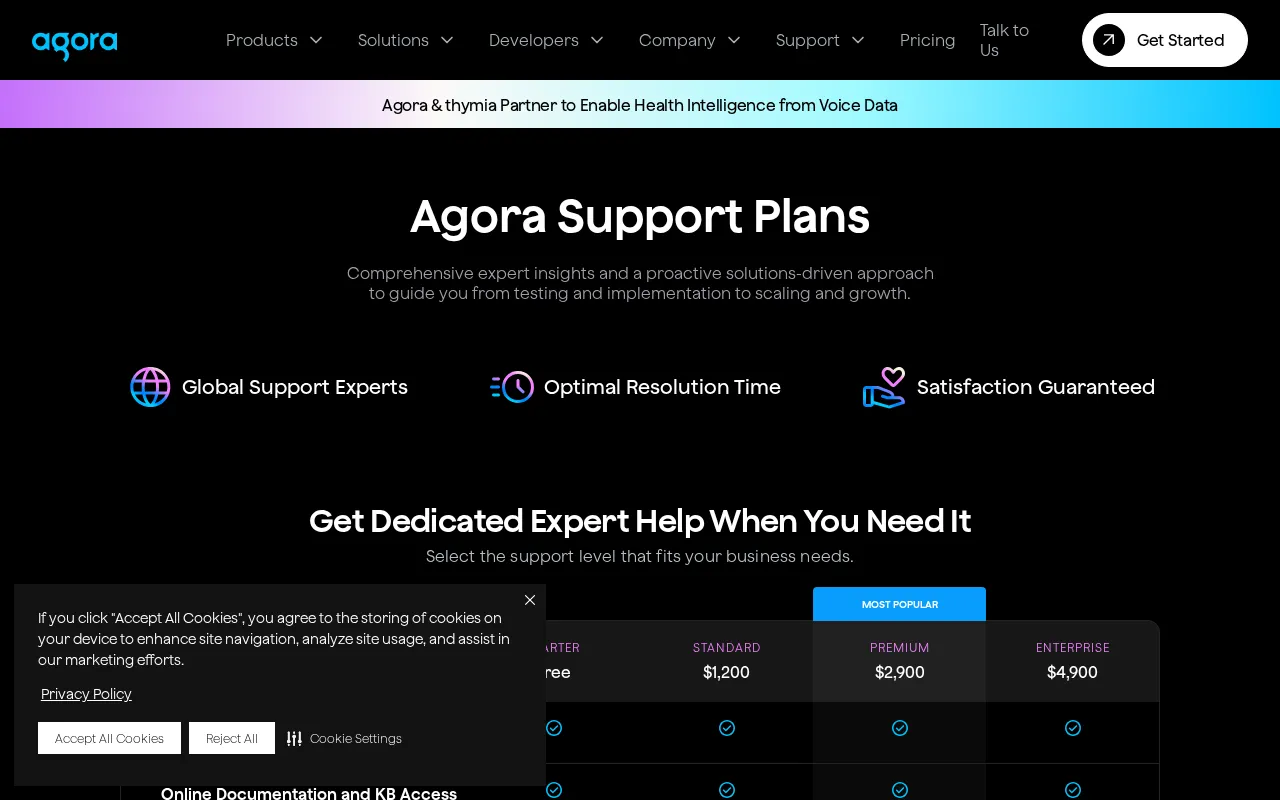 Agora Video — pricing page